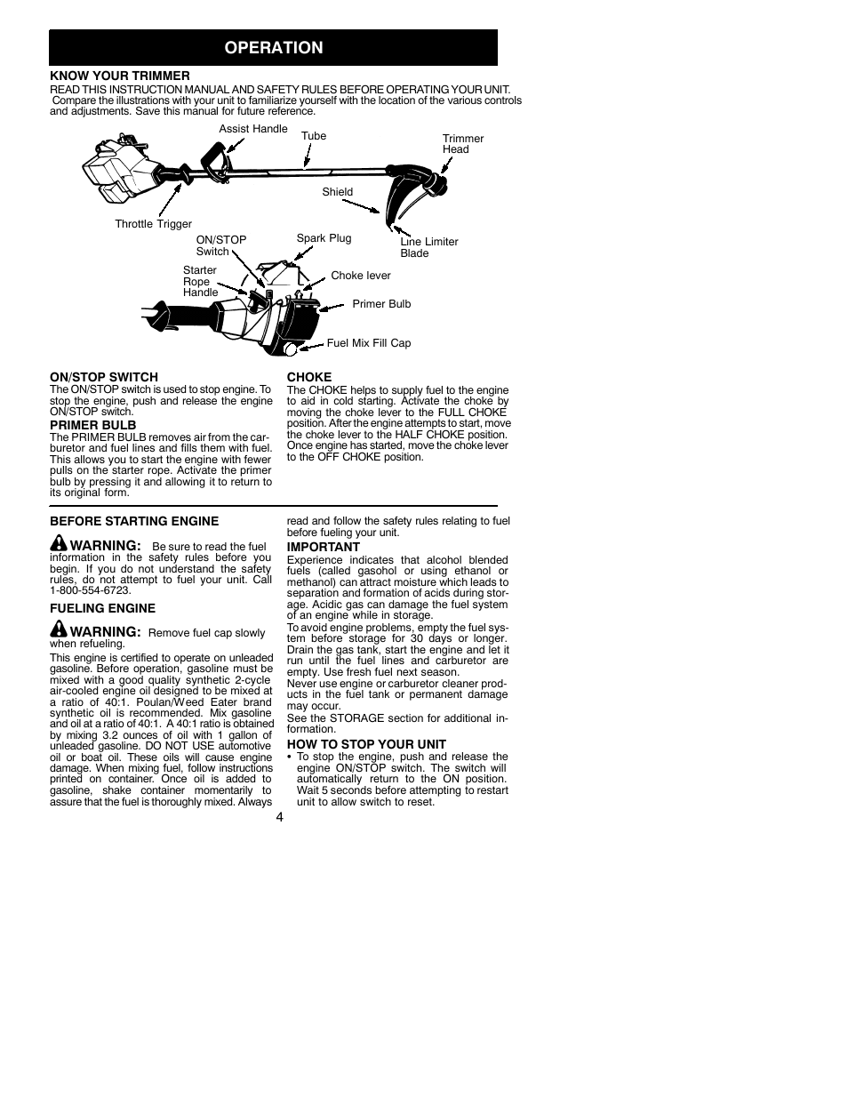 Operation | Poulan 25 HO SST User Manual | Page 4 / 11
