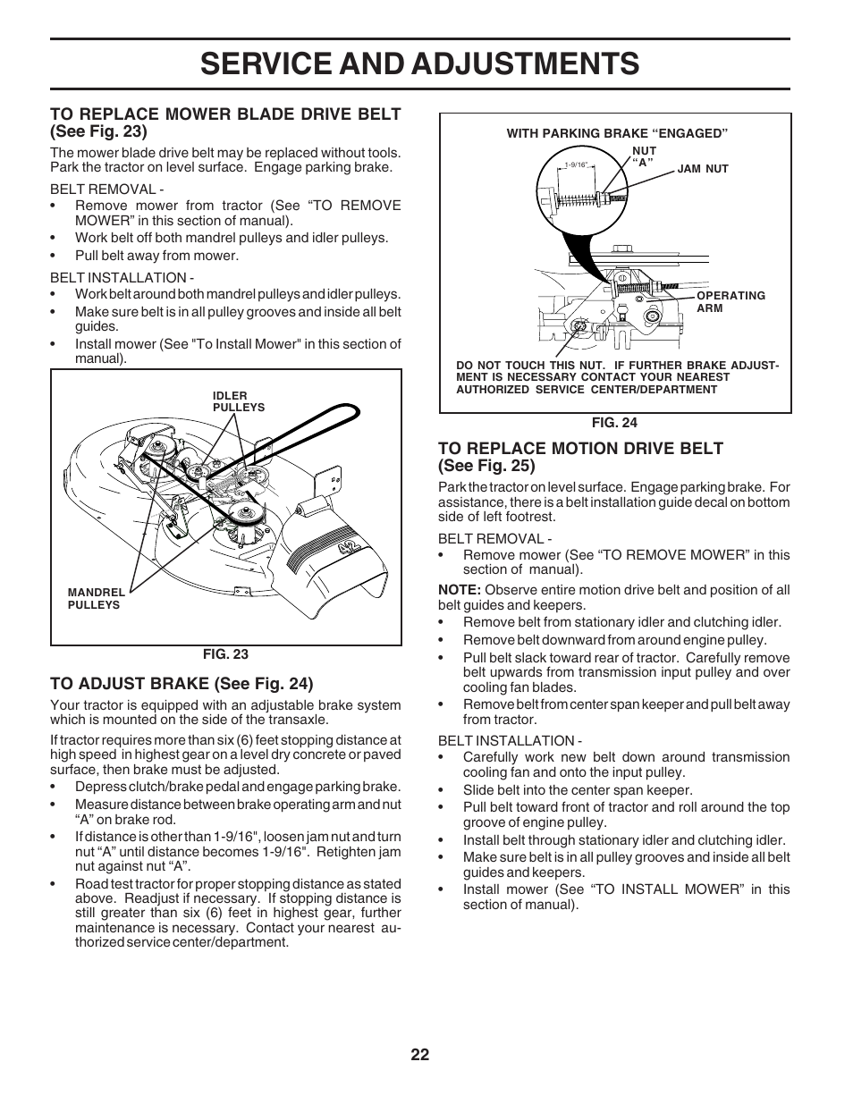 Service and adjustments | Poulan 183255 User Manual | Page 22 / 48