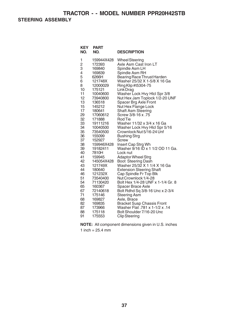 Tractor - - model number ppr20h42stb | Poulan 183255 User Manual | Page 37 / 48