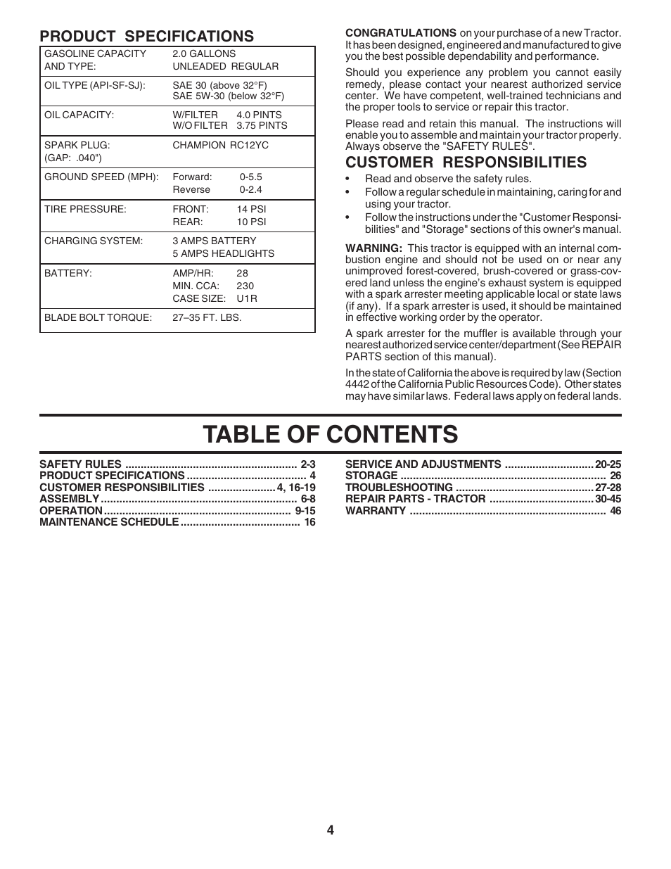 Poulan 183255 User Manual | Page 4 / 48