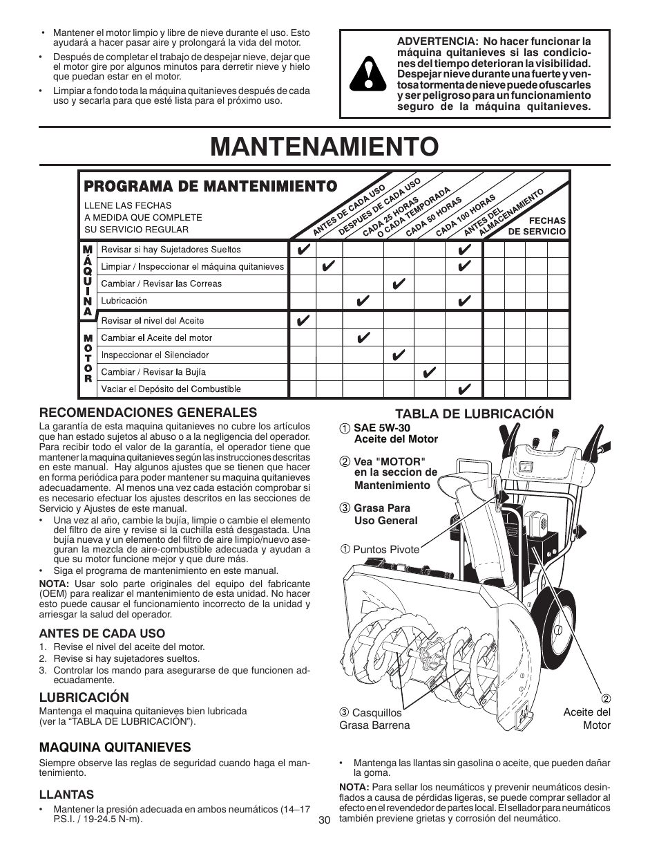 Mantenamiento | Poulan 96194000502 User Manual | Page 30 / 56