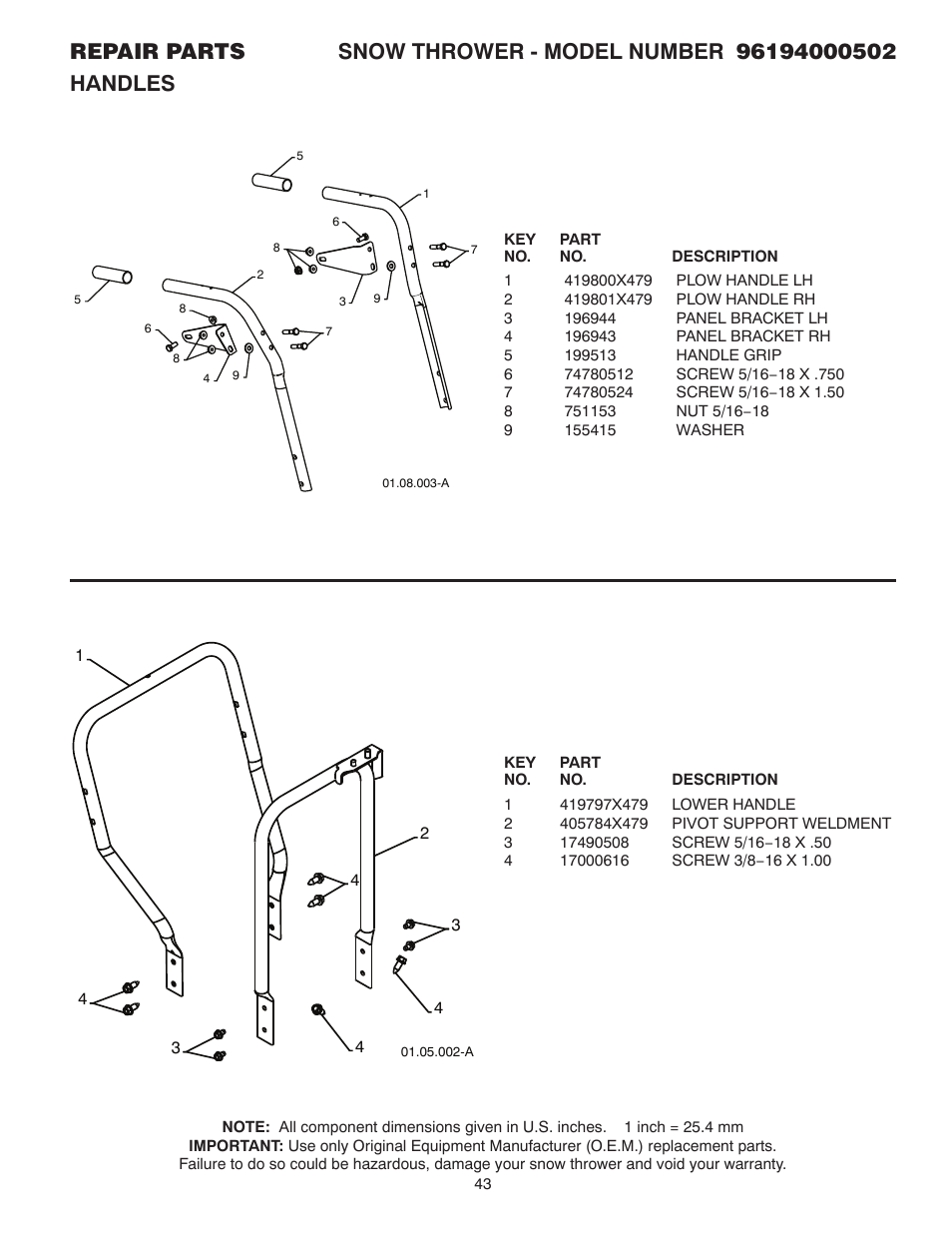 Poulan 96194000502 User Manual | Page 43 / 56