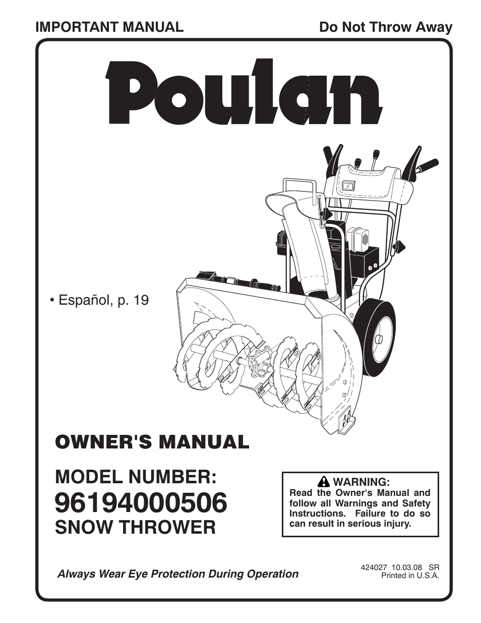 Poulan 96194000506 User Manual | 56 pages