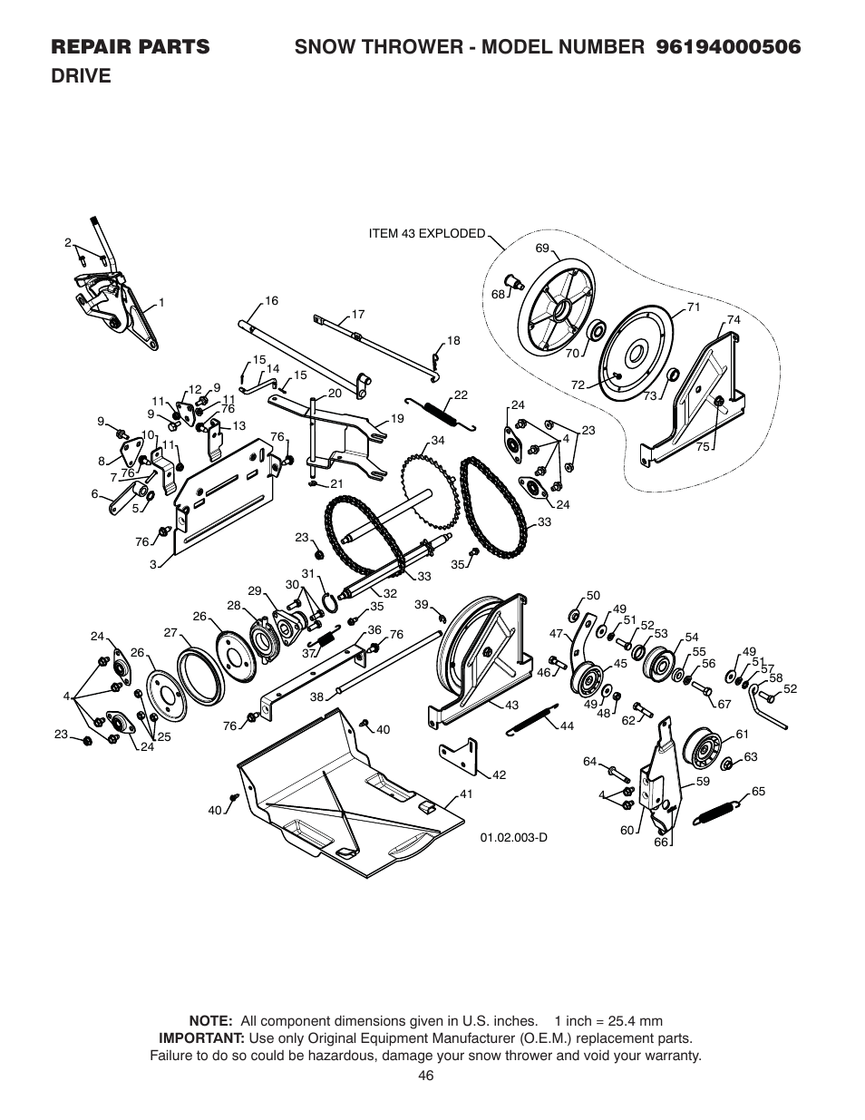 Poulan 96194000506 User Manual | Page 46 / 56