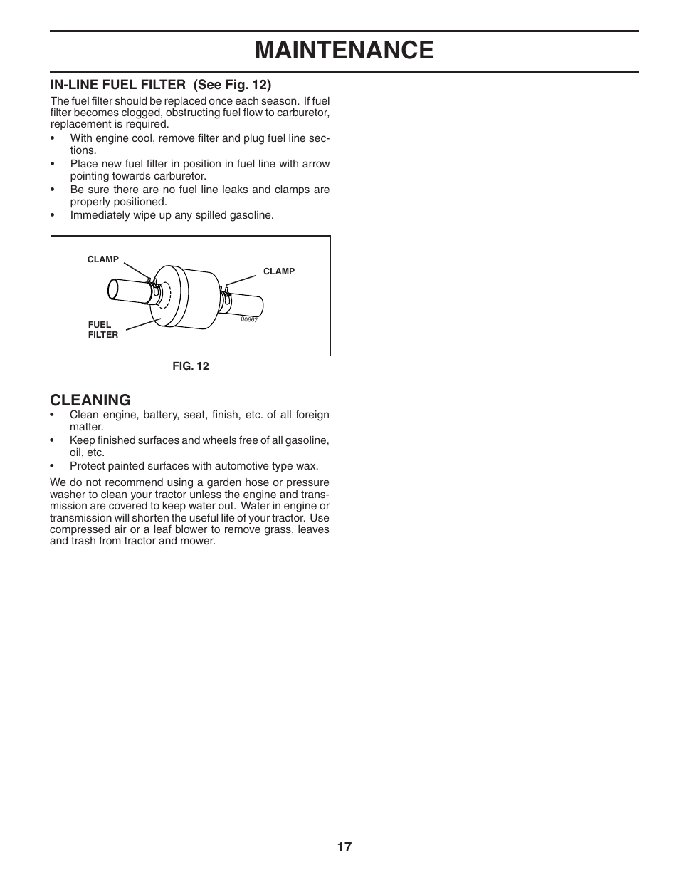 Maintenance, Cleaning | Poulan 192666 User Manual | Page 17 / 28