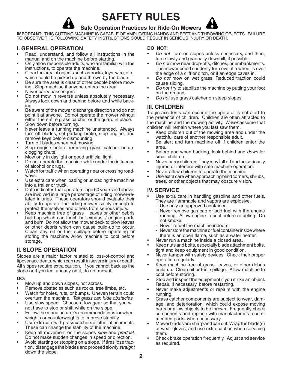 Safety rules | Poulan 192666 User Manual | Page 2 / 28