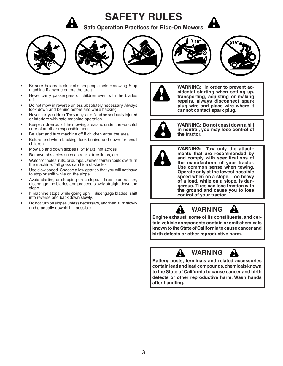 Safety rules, Warning | Poulan 192666 User Manual | Page 3 / 28