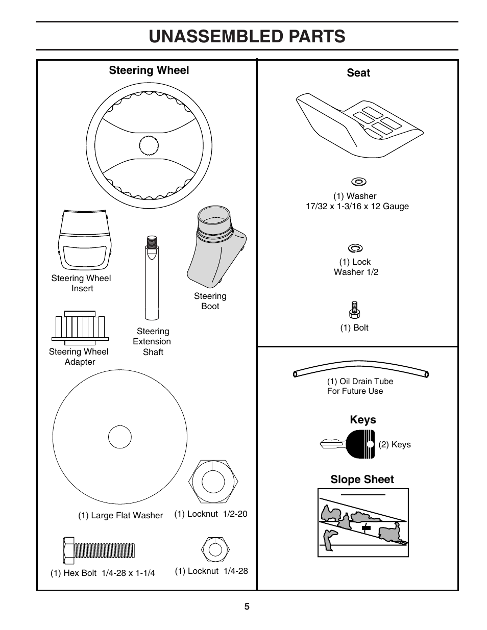 Unassembled parts | Poulan 192666 User Manual | Page 5 / 28