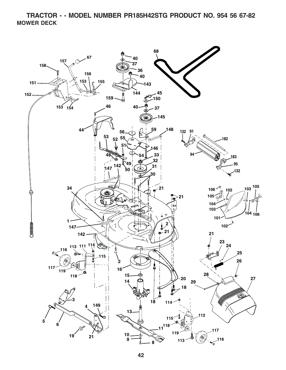 Mower deck | Poulan 183113 User Manual | Page 42 / 48