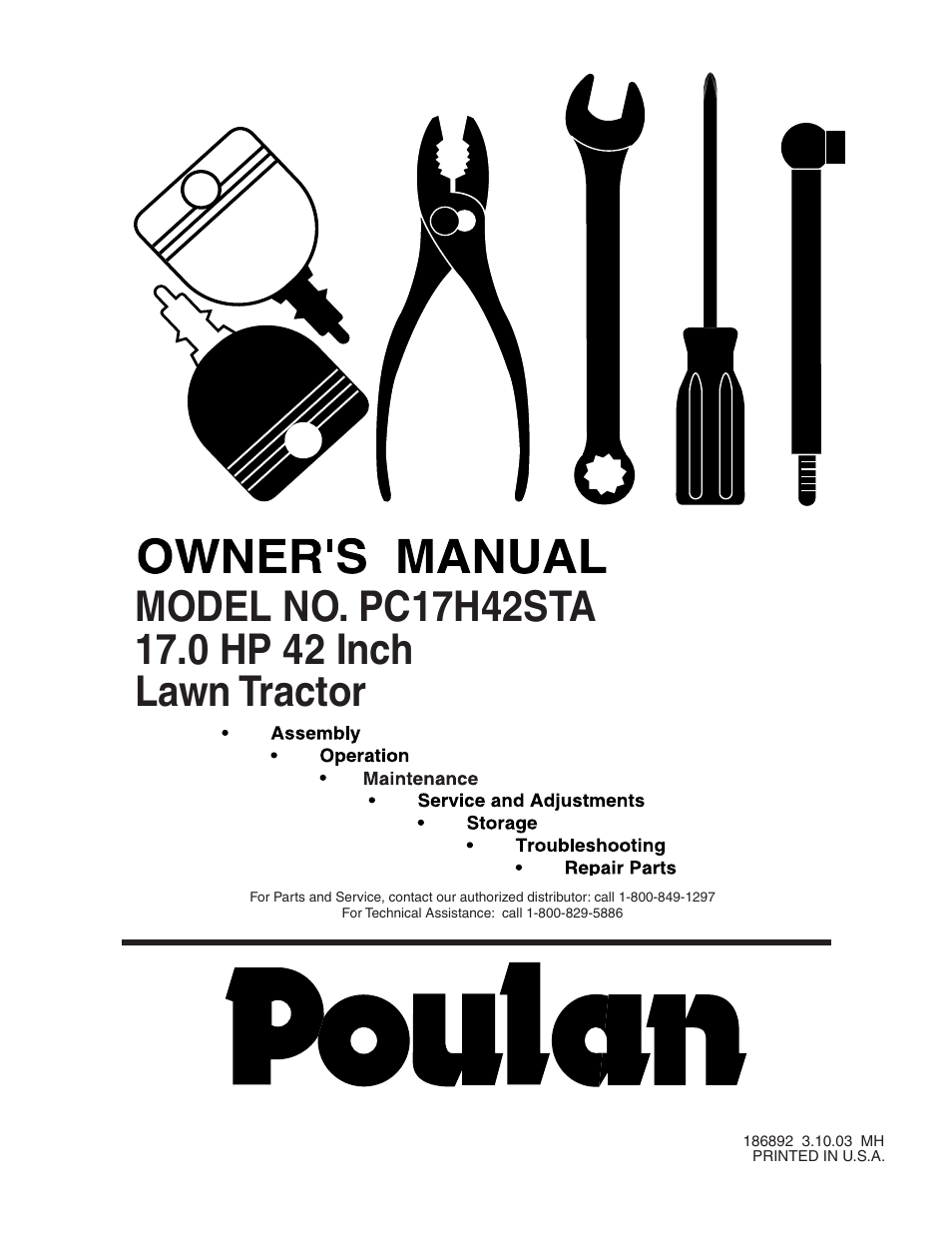 Poulan 186892 User Manual | 44 pages