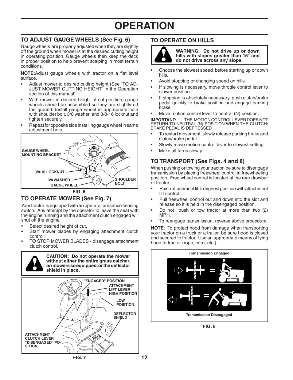 Operation | Poulan 186892 User Manual | Page 12 / 44