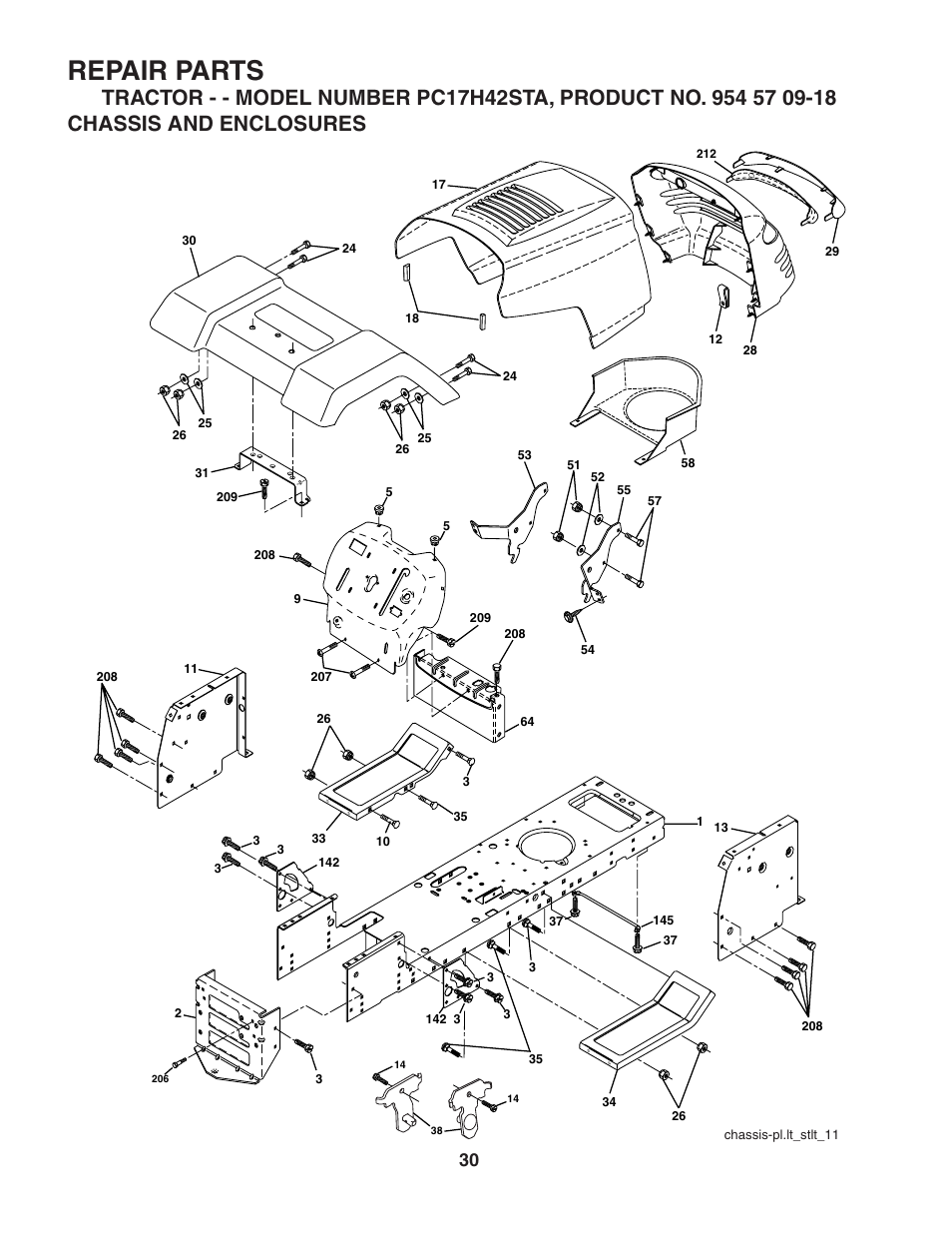 Repair parts | Poulan 186892 User Manual | Page 30 / 44
