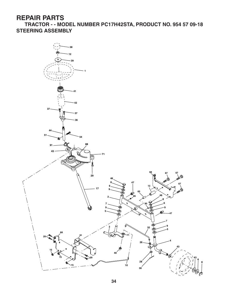 Repair parts | Poulan 186892 User Manual | Page 34 / 44