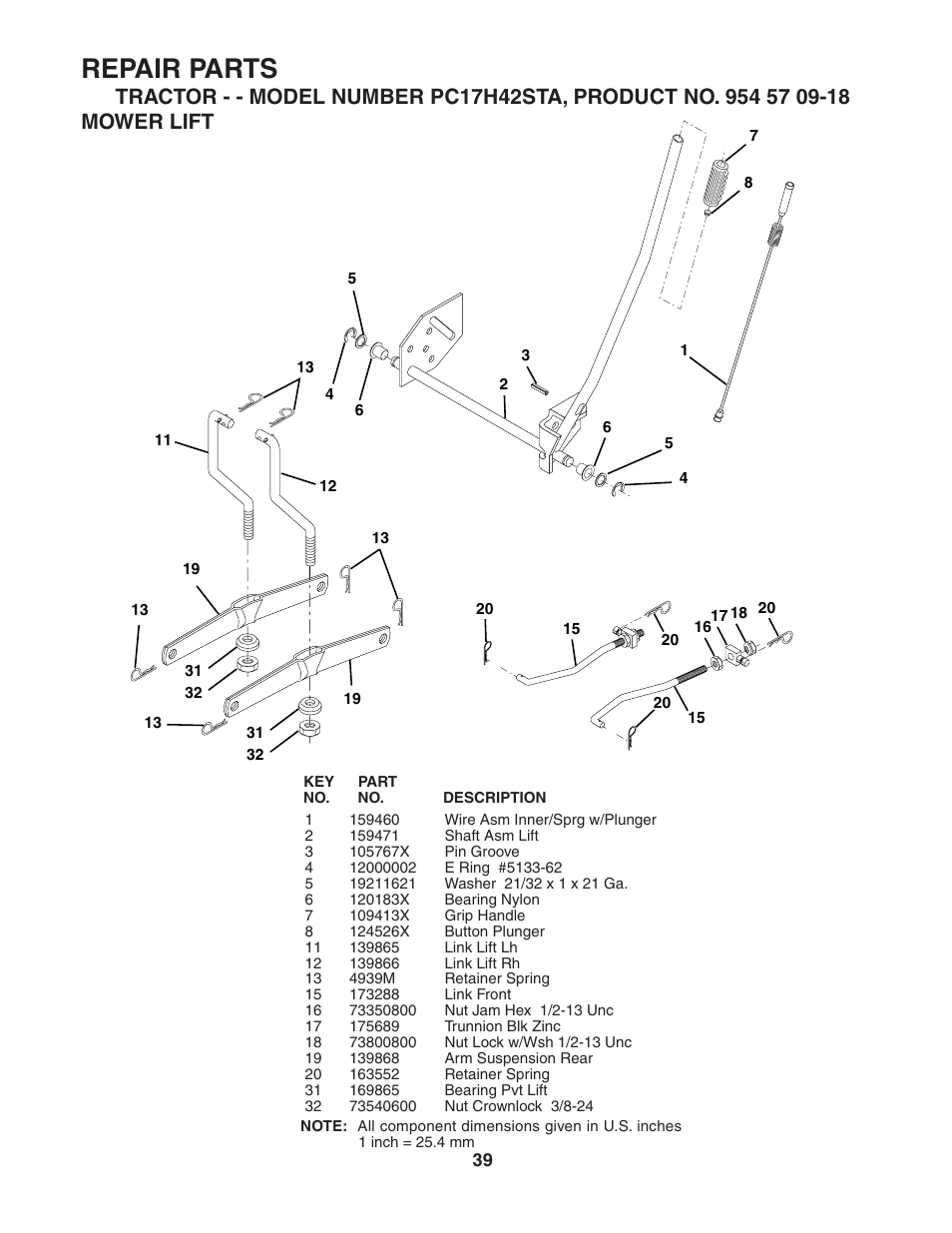 Repair parts | Poulan 186892 User Manual | Page 39 / 44