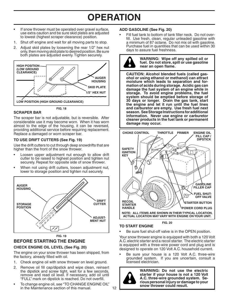 Operation, Before starting the engine | Poulan 187883 User Manual | Page 12 / 20