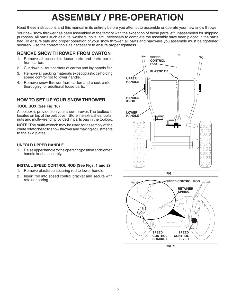 Assembly / pre-operation | Poulan 187883 User Manual | Page 5 / 20