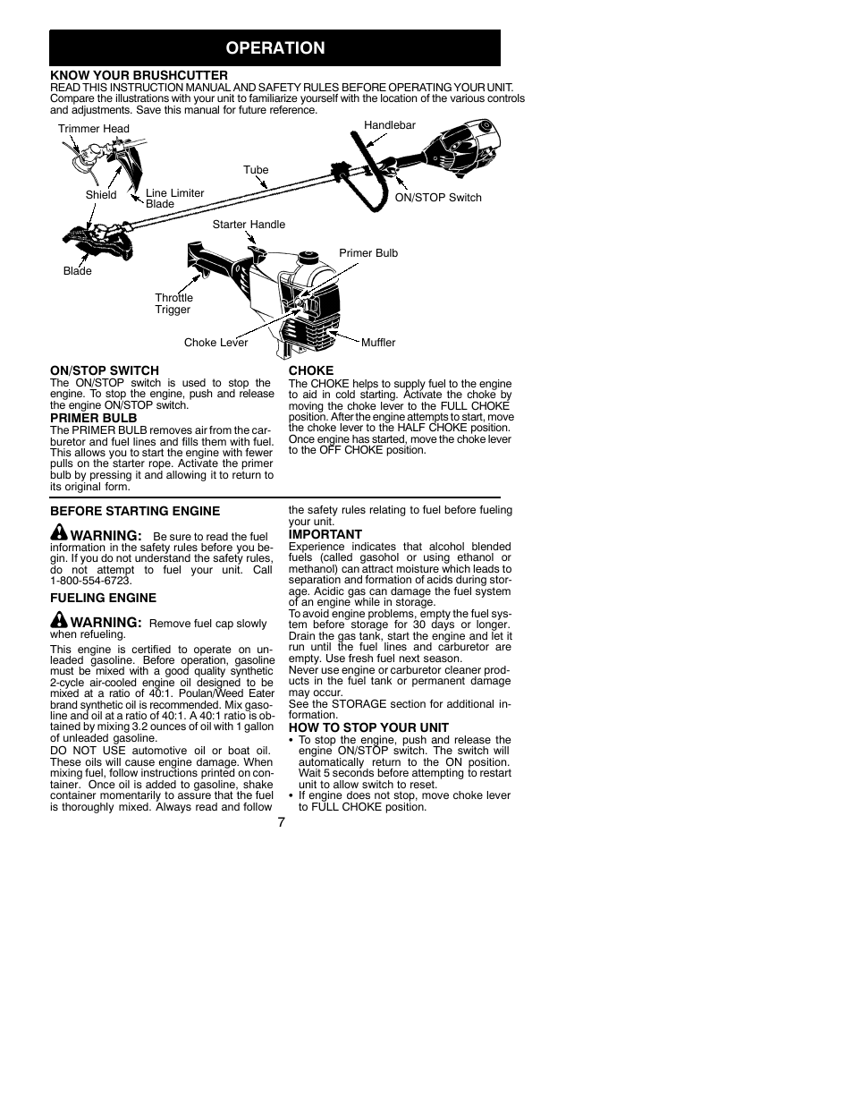 Operation | Poulan 331 User Manual | Page 7 / 15