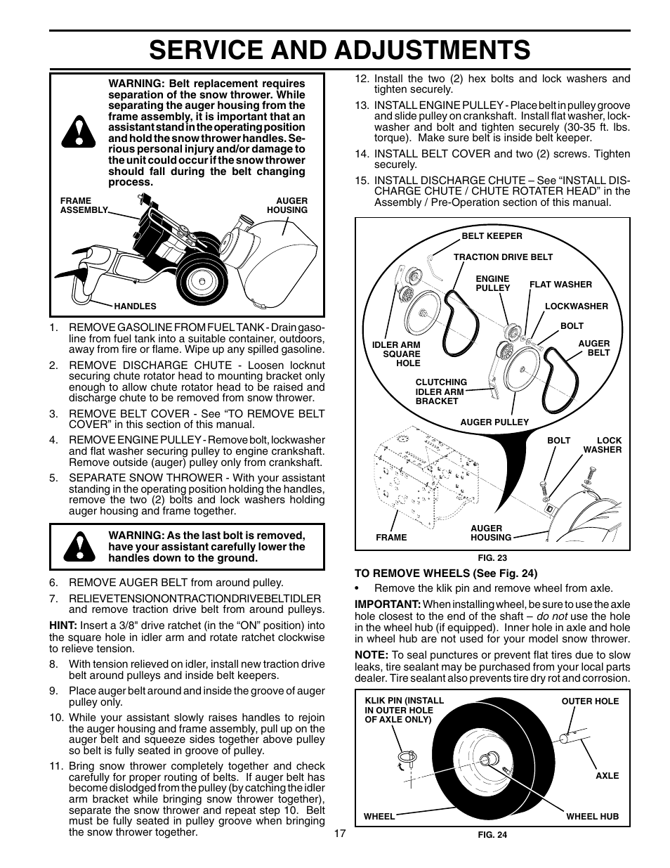 Service and adjustments | Poulan 199248 User Manual | Page 17 / 20