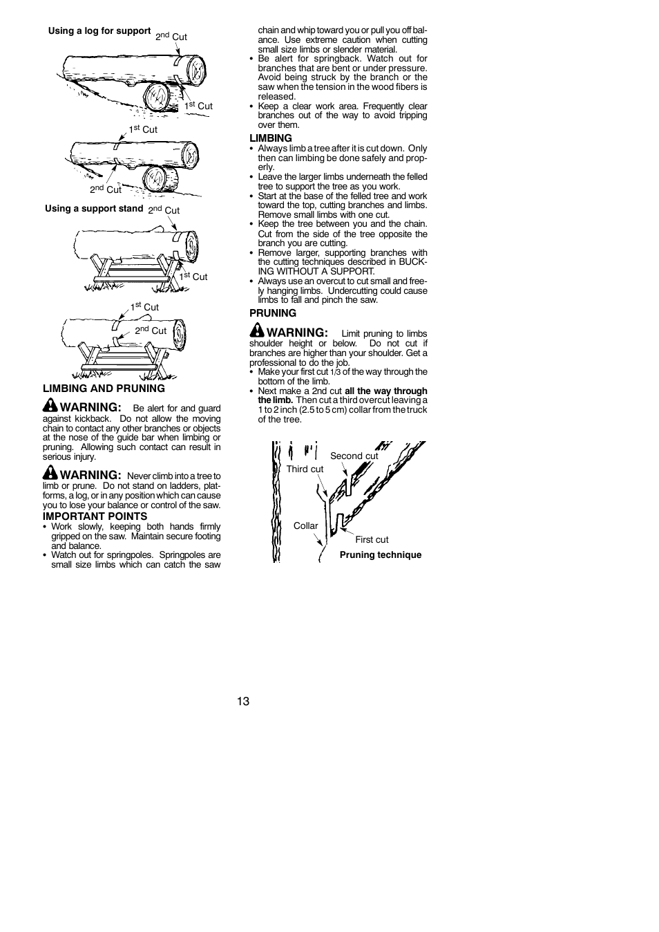 Warning | Poulan Pro PP4218AVHD User Manual | Page 13 / 19