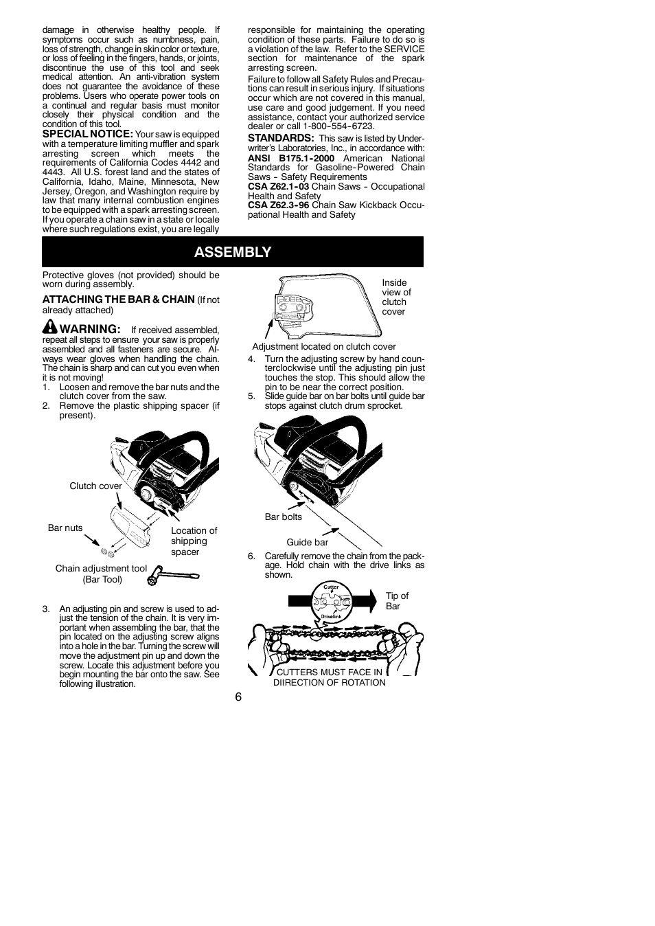 Assembly, Warning | Poulan Pro PP4218AVHD User Manual | Page 6 / 19