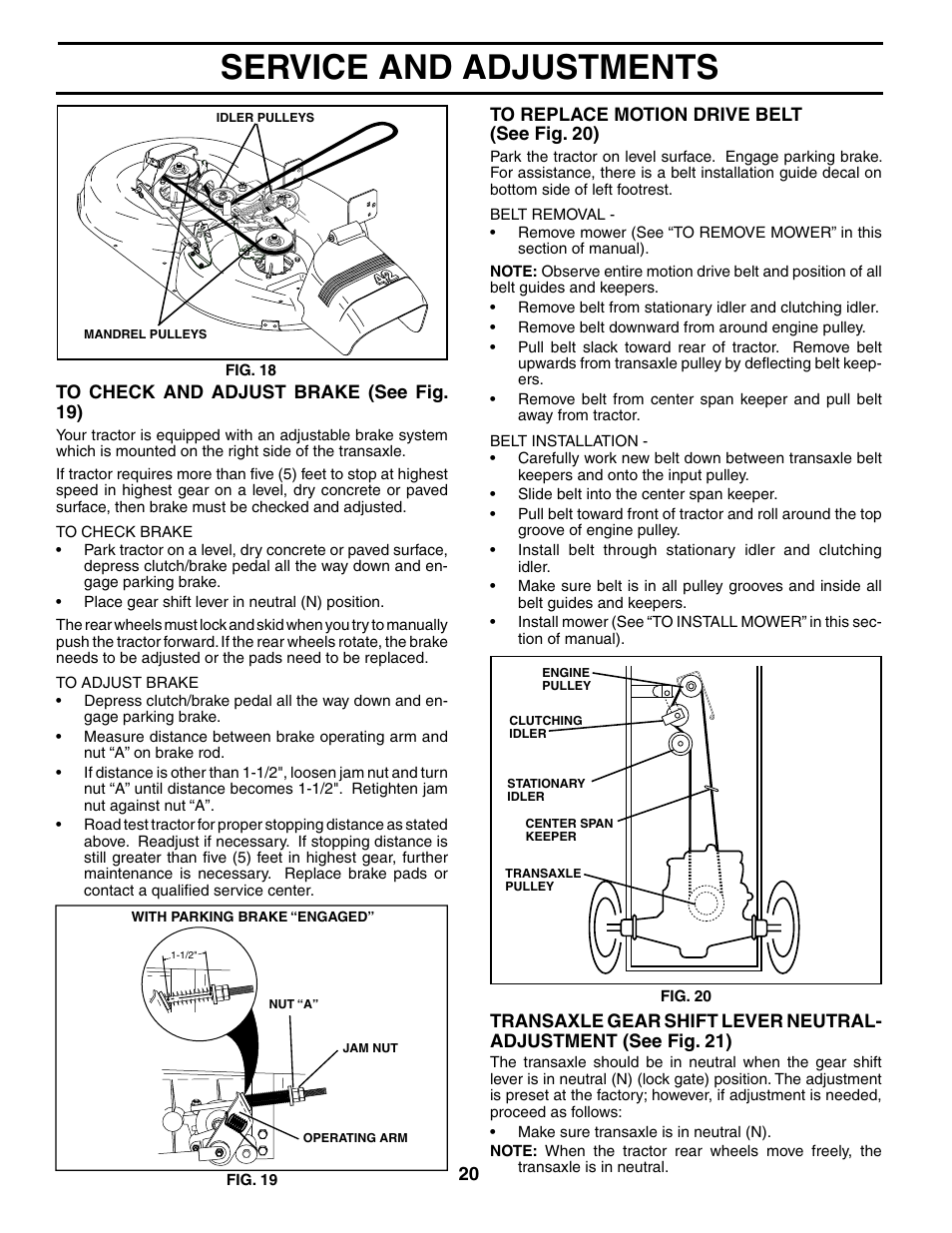 Service and adjustments | Poulan 190781 User Manual | Page 20 / 27