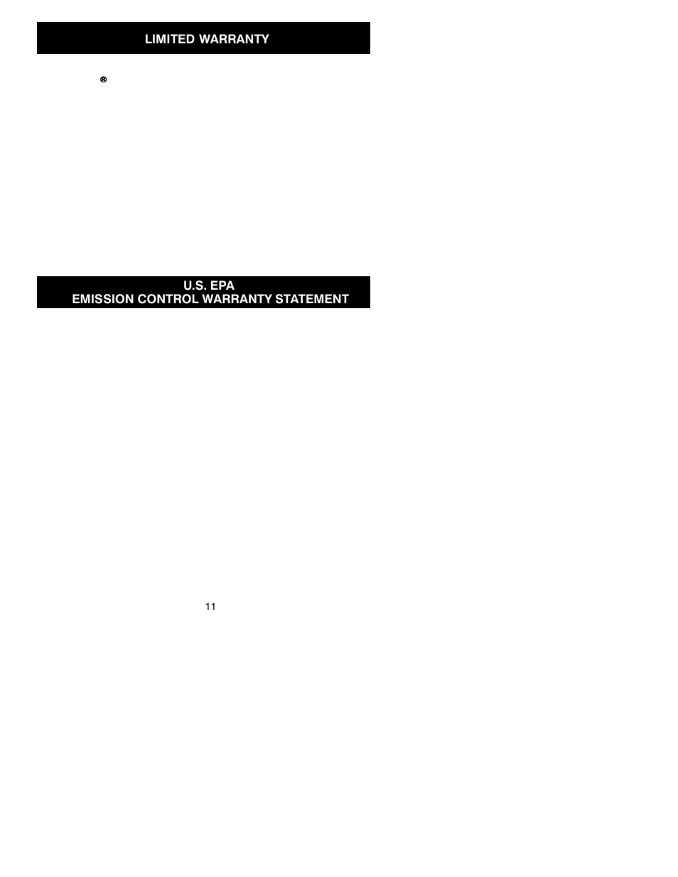 Limited warranty, U.s. epa emission control warranty statement | Poulan 530164435 User Manual | Page 11 / 12