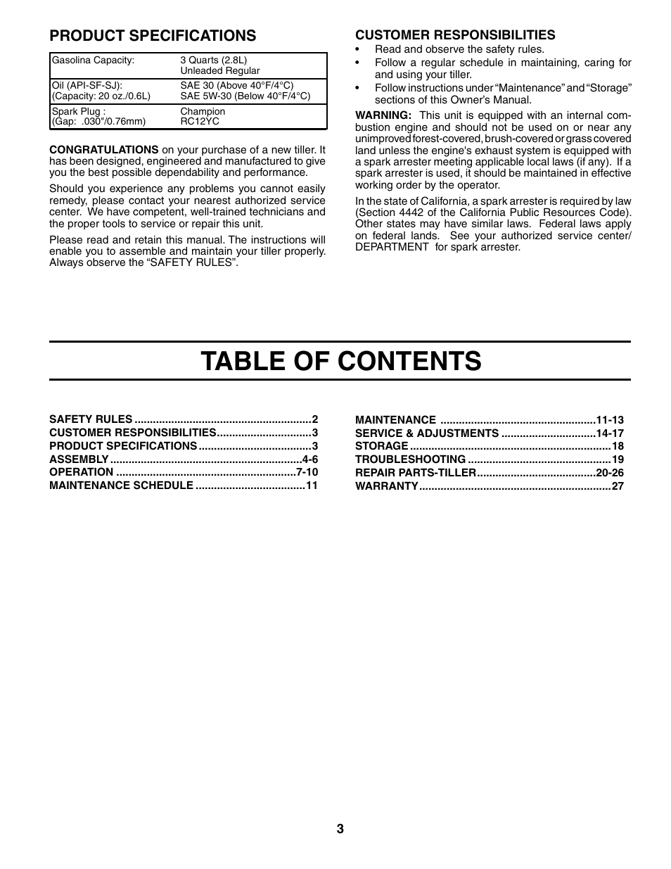 Poulan PRRT65C User Manual | Page 3 / 28