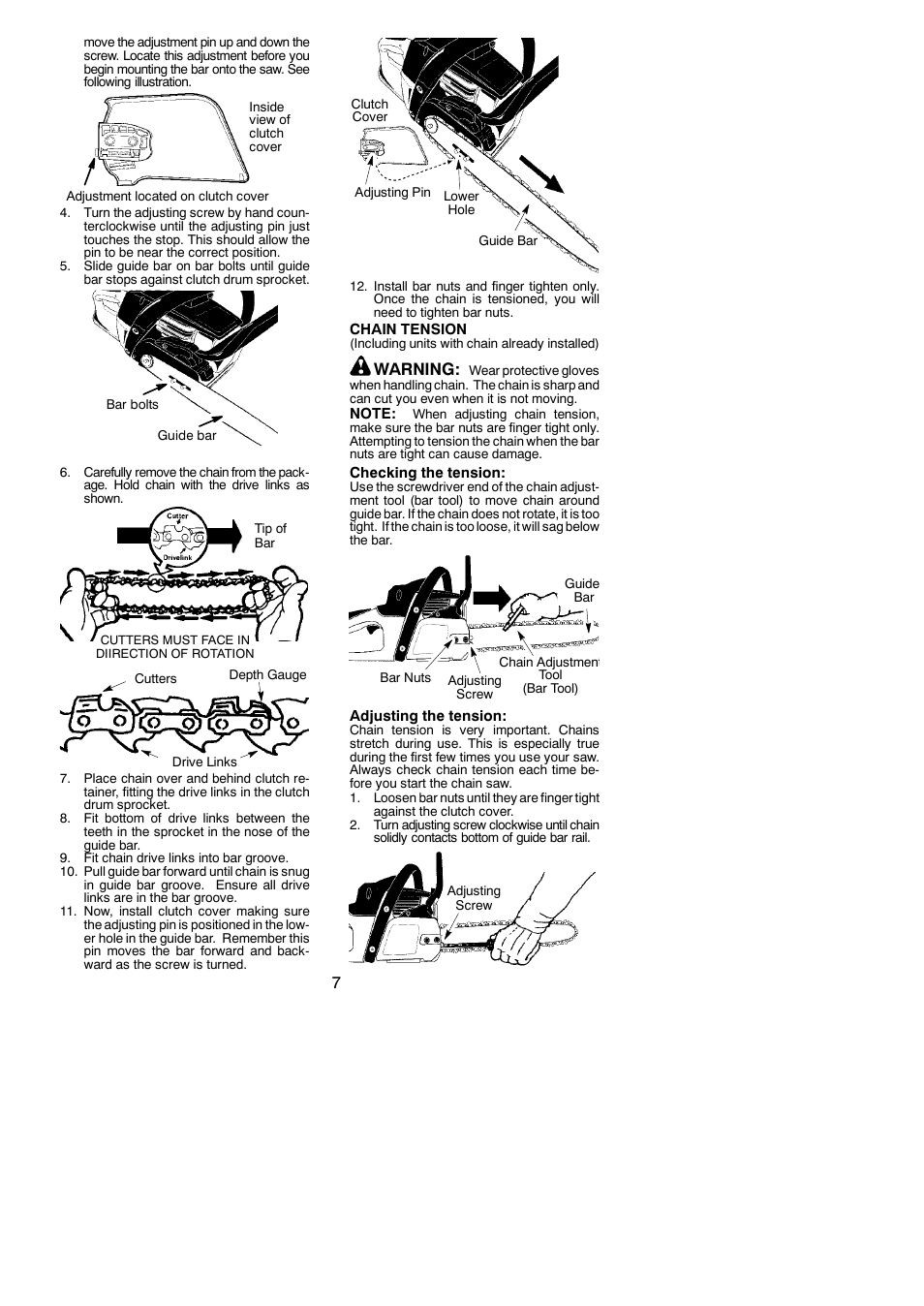 Warning | Poulan 115153026 User Manual | Page 7 / 21