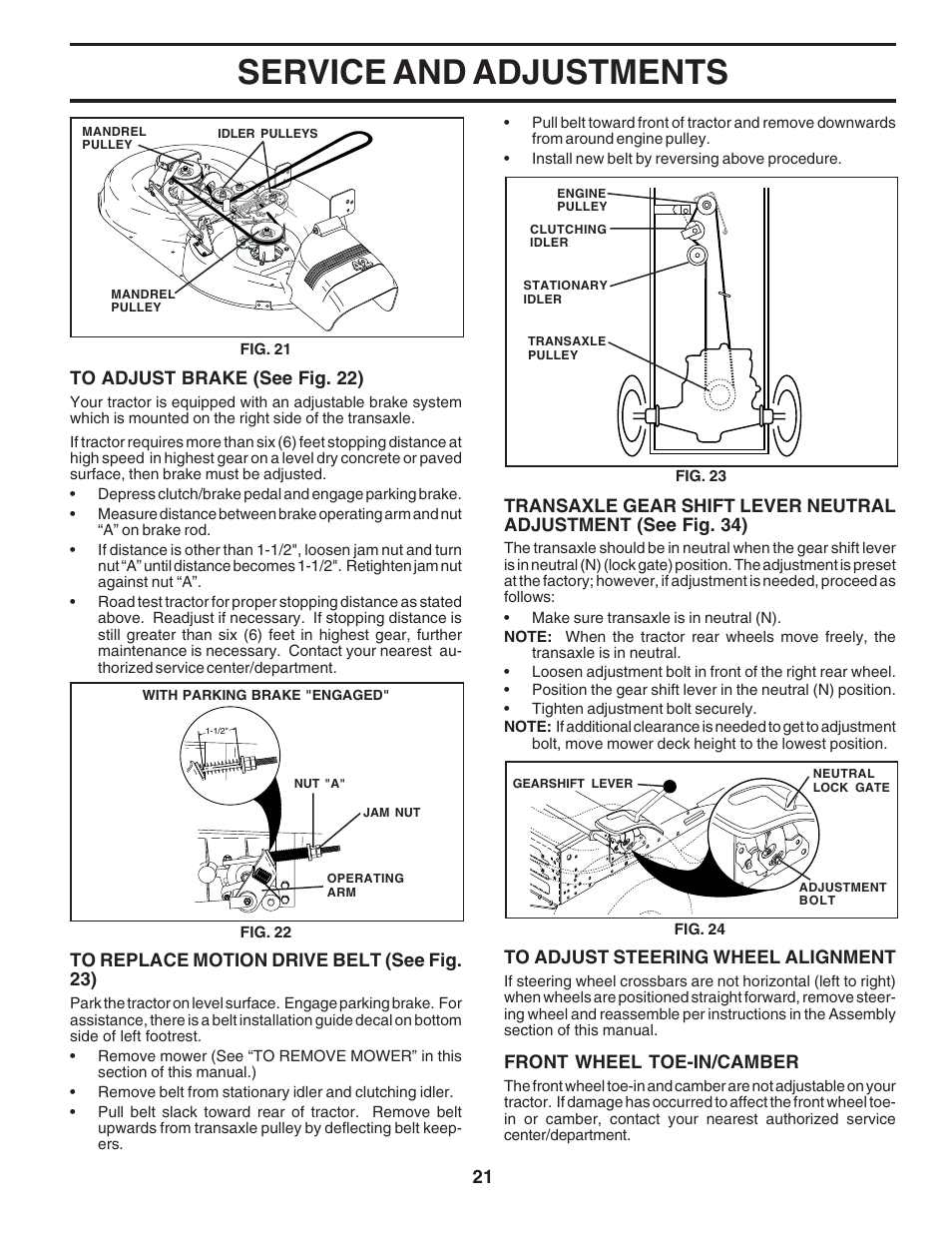 Service and adjustments | Poulan 181377 User Manual | Page 21 / 48