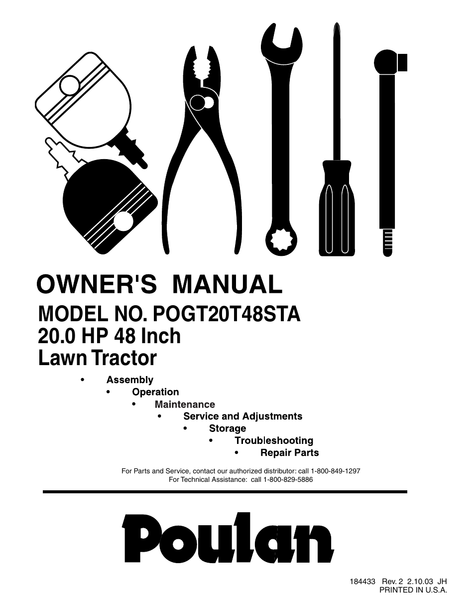 Poulan 184433 User Manual | 48 pages
