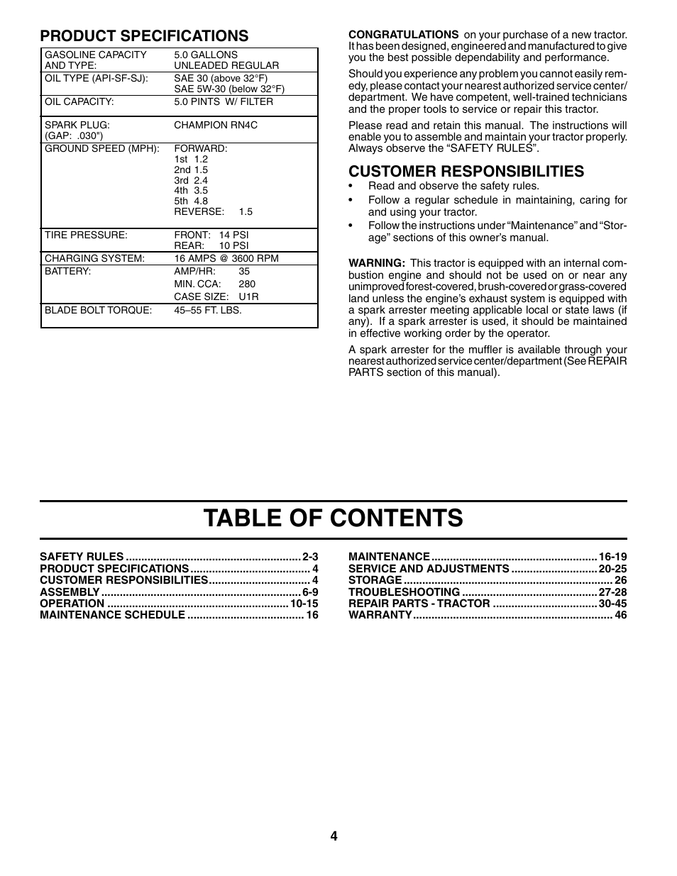 Poulan 184433 User Manual | Page 4 / 48