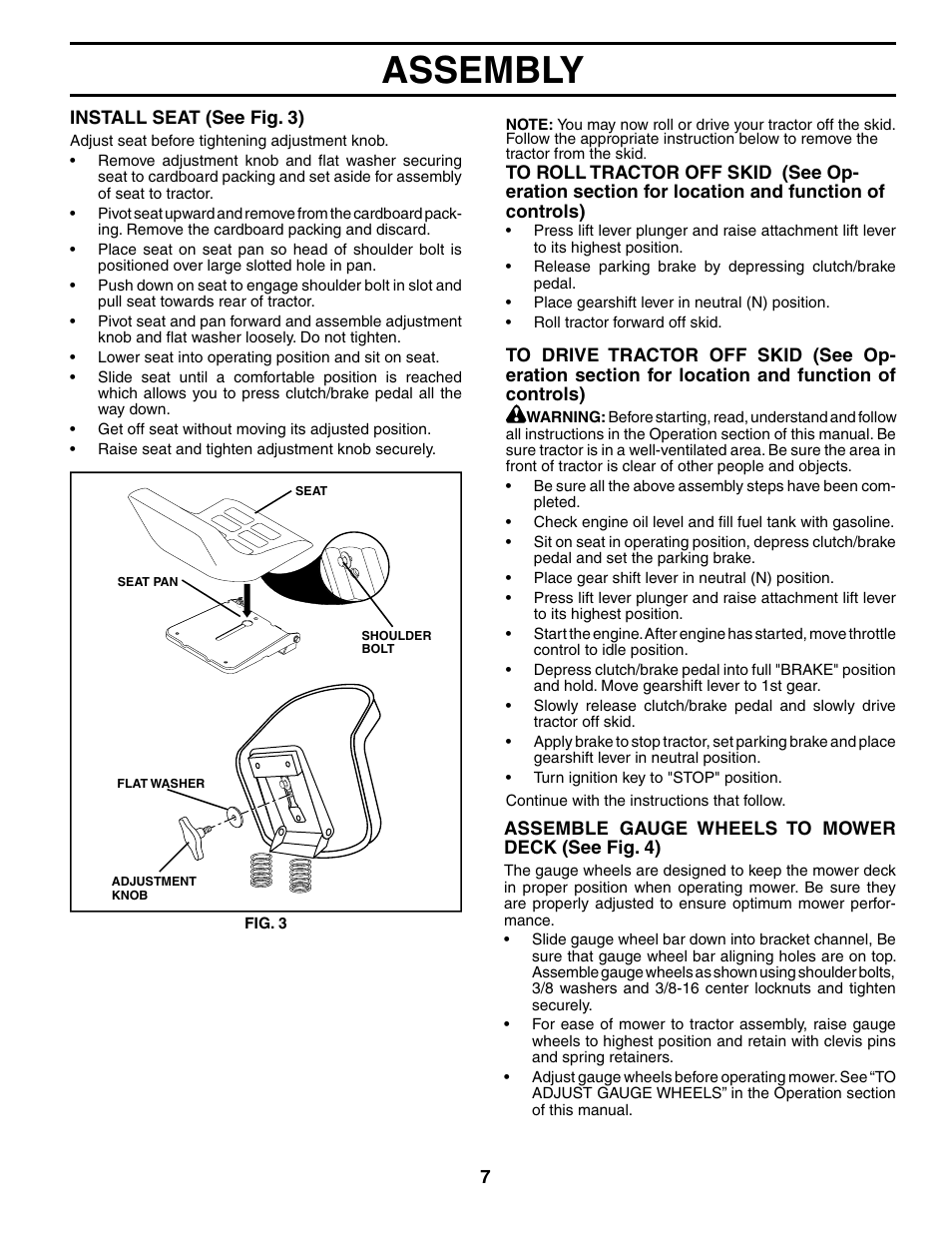 Assembly | Poulan 184433 User Manual | Page 7 / 48