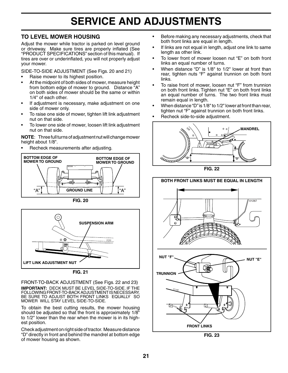 Service and adjustments | Poulan 186996 User Manual | Page 21 / 48