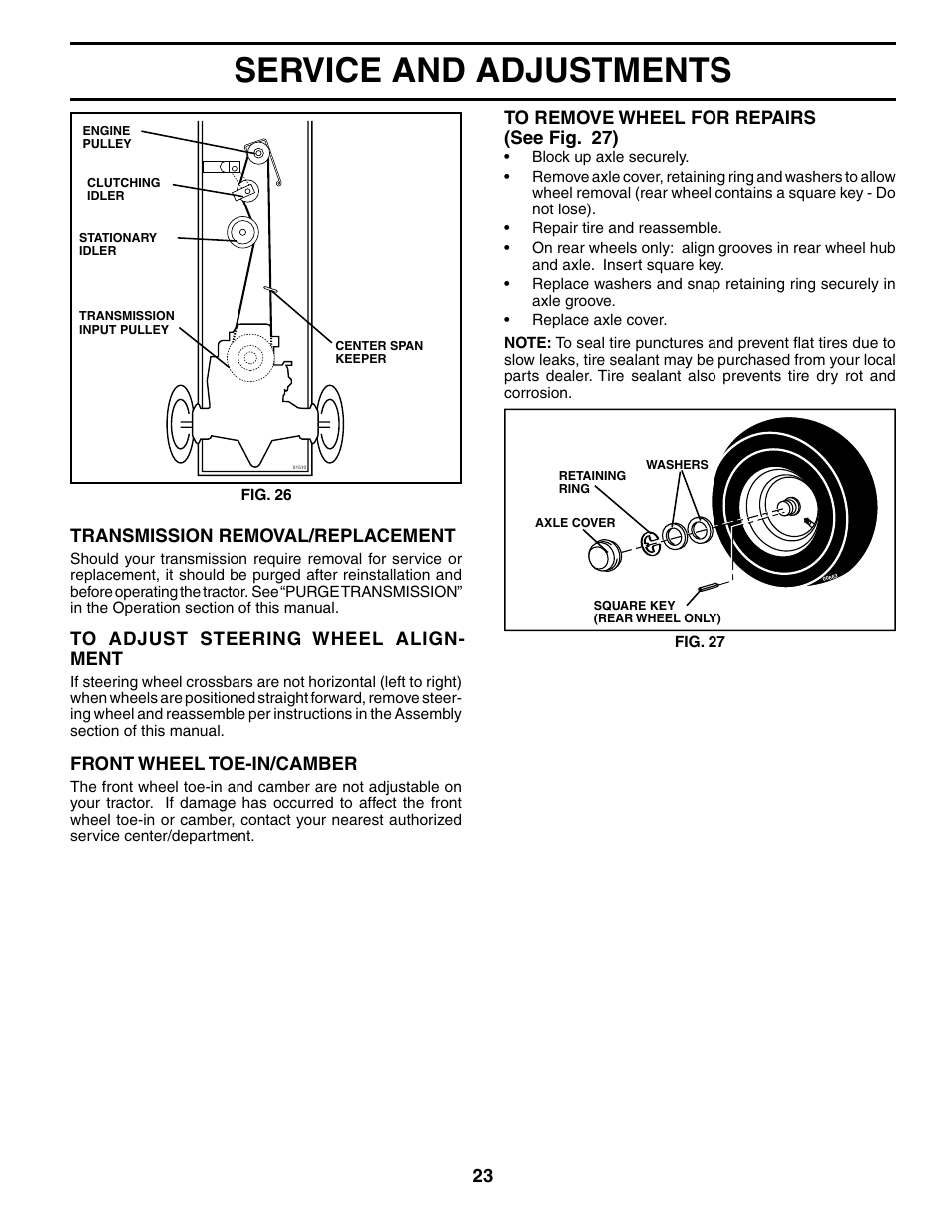 Service and adjustments | Poulan 186996 User Manual | Page 23 / 48