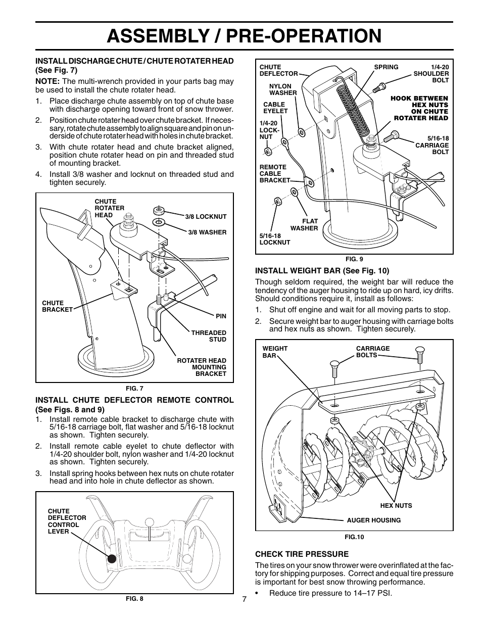 Assembly / pre-operation | Poulan 199338 User Manual | Page 7 / 20