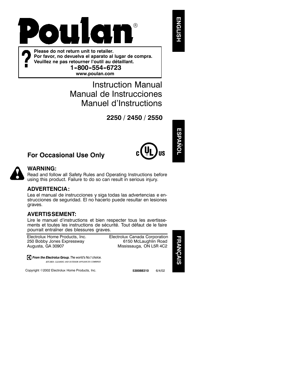 Poulan 2002-06 User Manual | 17 pages