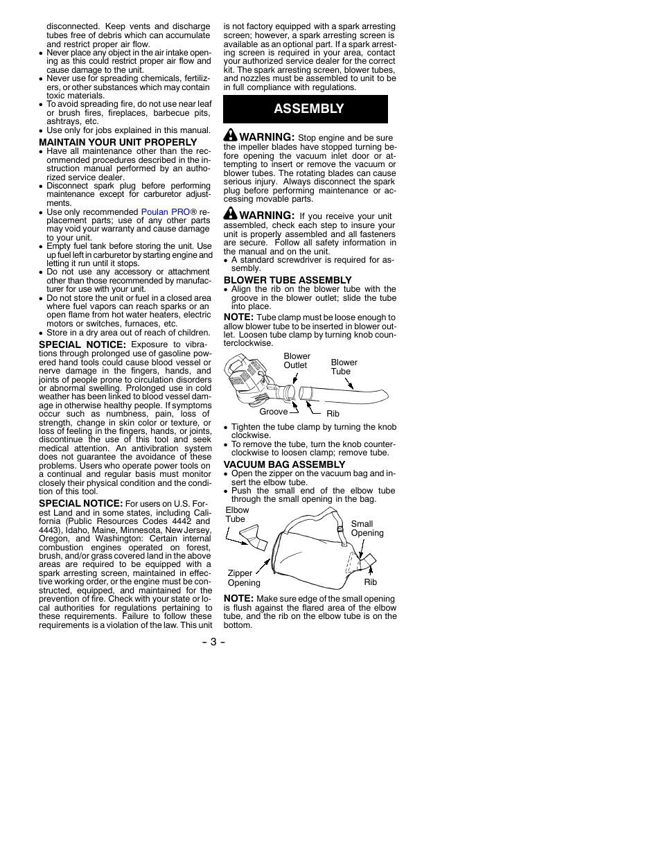 Assembly | Poulan 530088073 User Manual | Page 3 / 9