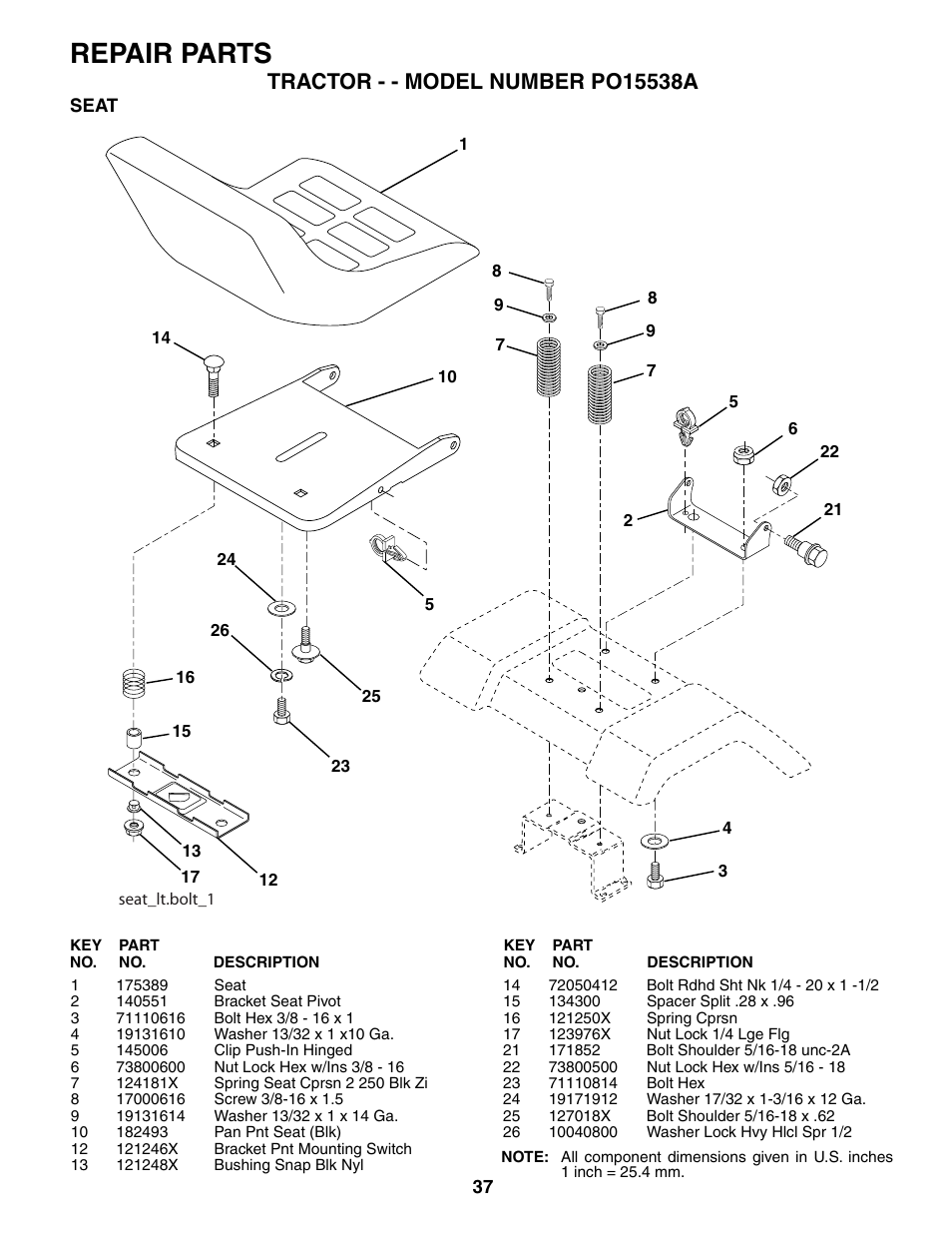 Repair parts | Poulan 188695 User Manual | Page 37 / 44