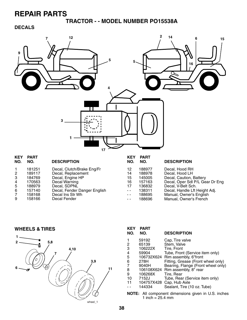 Repair parts | Poulan 188695 User Manual | Page 38 / 44