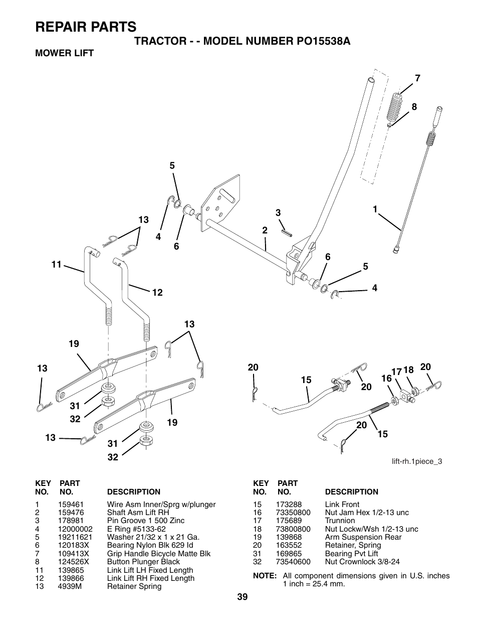 Repair parts | Poulan 188695 User Manual | Page 39 / 44