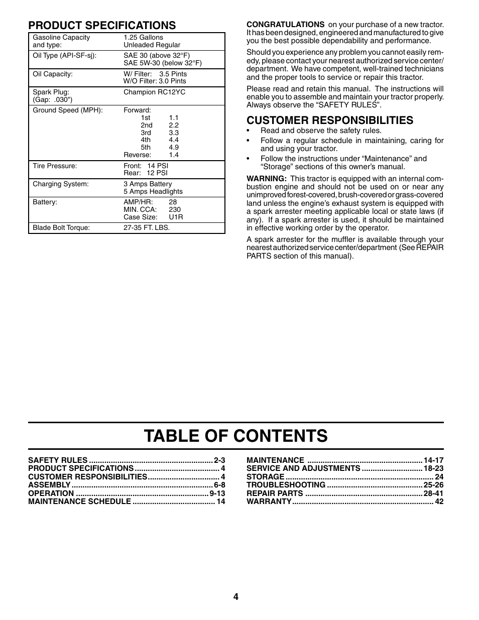 Poulan 188695 User Manual | Page 4 / 44