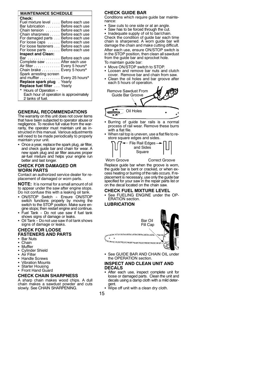 Poulan Pro PP3516AVX User Manual | Page 15 / 21