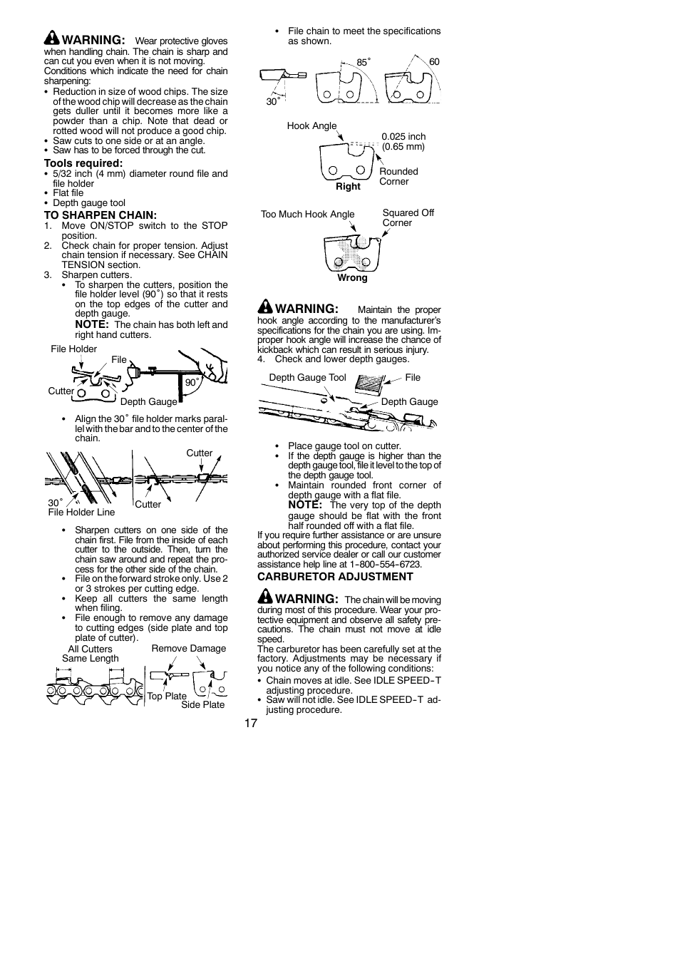 17 warning, Warning | Poulan Pro PP3516AVX User Manual | Page 17 / 21