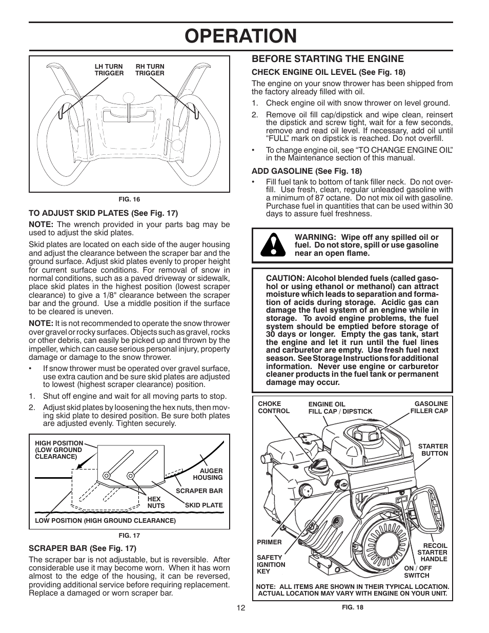 Operation, Before starting the engine | Poulan 436842 User Manual | Page 12 / 44