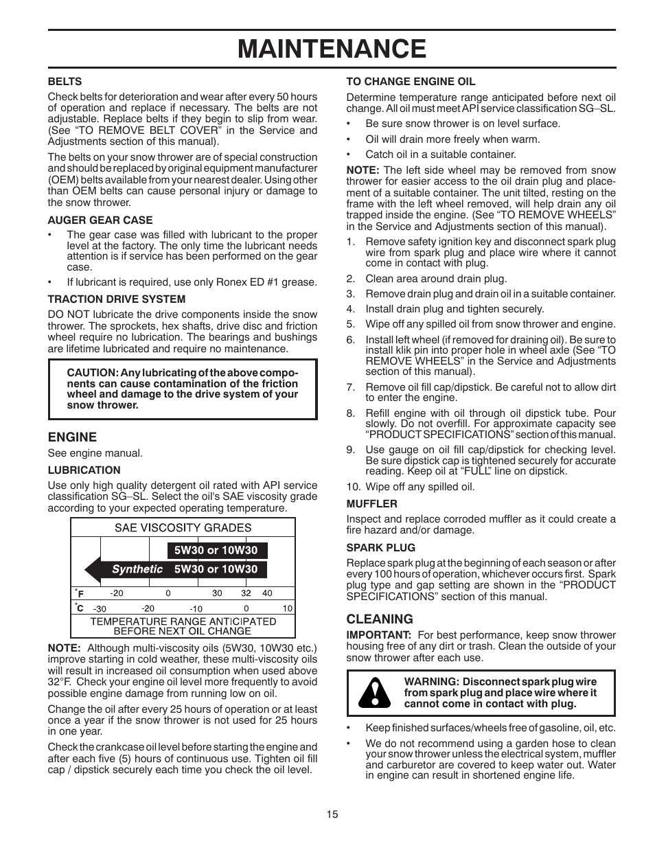 Maintenance | Poulan 436842 User Manual | Page 15 / 44