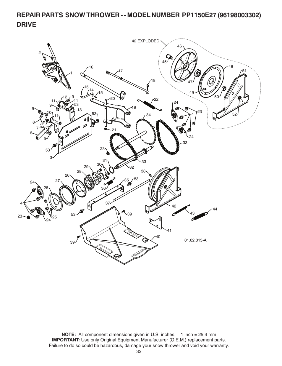 Drive | Poulan 436842 User Manual | Page 32 / 44