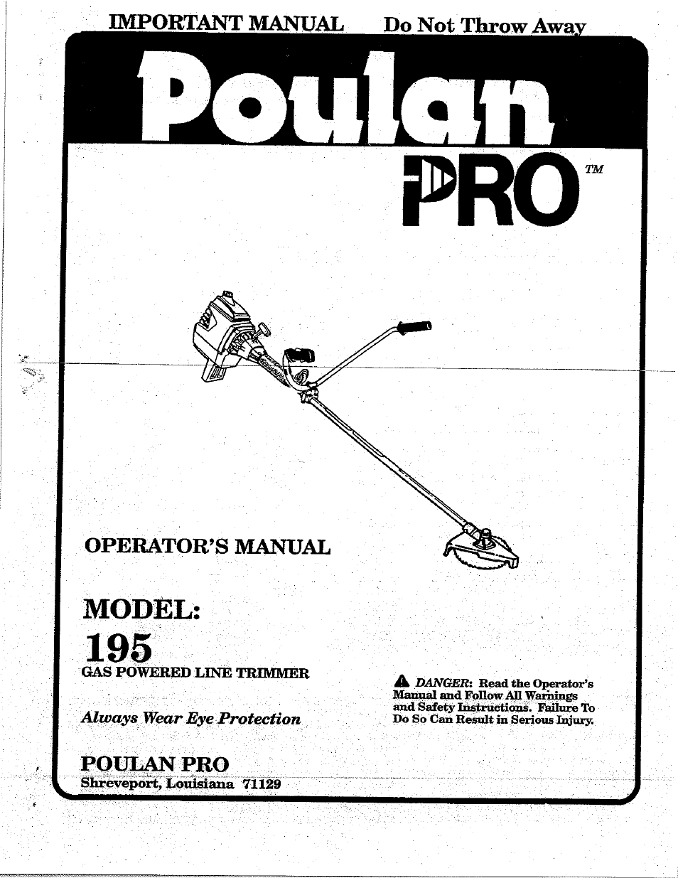 Poulan 195 User Manual | 24 pages