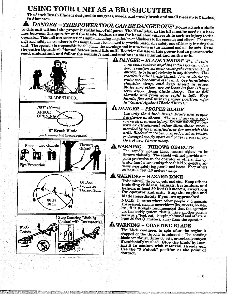 Using your unit as a brushcutter, C h if, Danger - this power tûol can be dangerous | Poulan 195 User Manual | Page 15 / 24