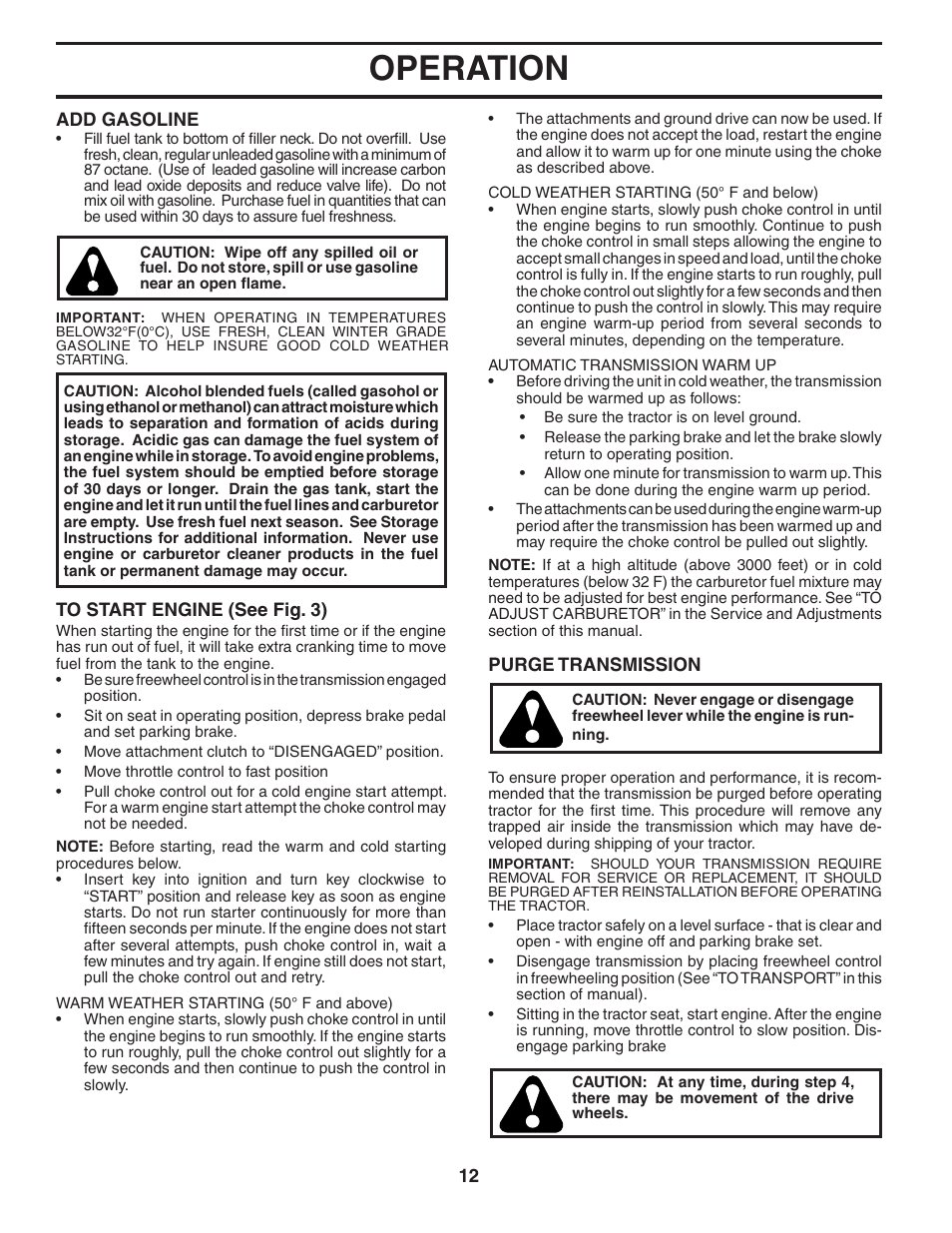 Operation | Poulan 404630 User Manual | Page 12 / 30
