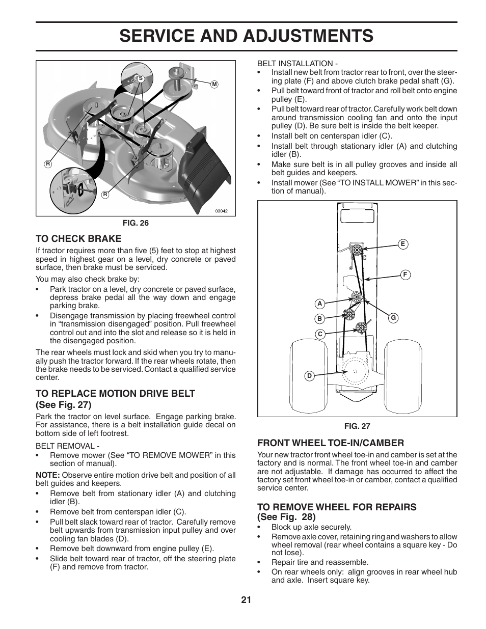 Service and adjustments | Poulan 404630 User Manual | Page 21 / 30